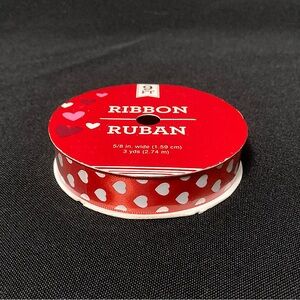 Valentine’s Day Red and White Heart Ribbon 5/8 inch x 108” inches